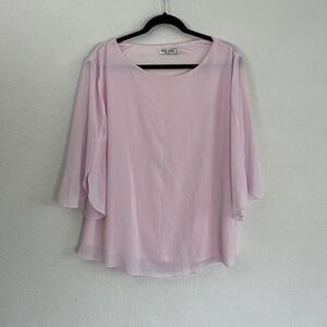 Grace Karin Womens Plus Size XXL Baby Pink Blouse Top Wide Split Flare Sleeves